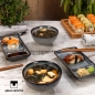 Sushi Set Misaki, bestehend aus Teller, Schale und Esstäbchen für 2 Personen Graublau